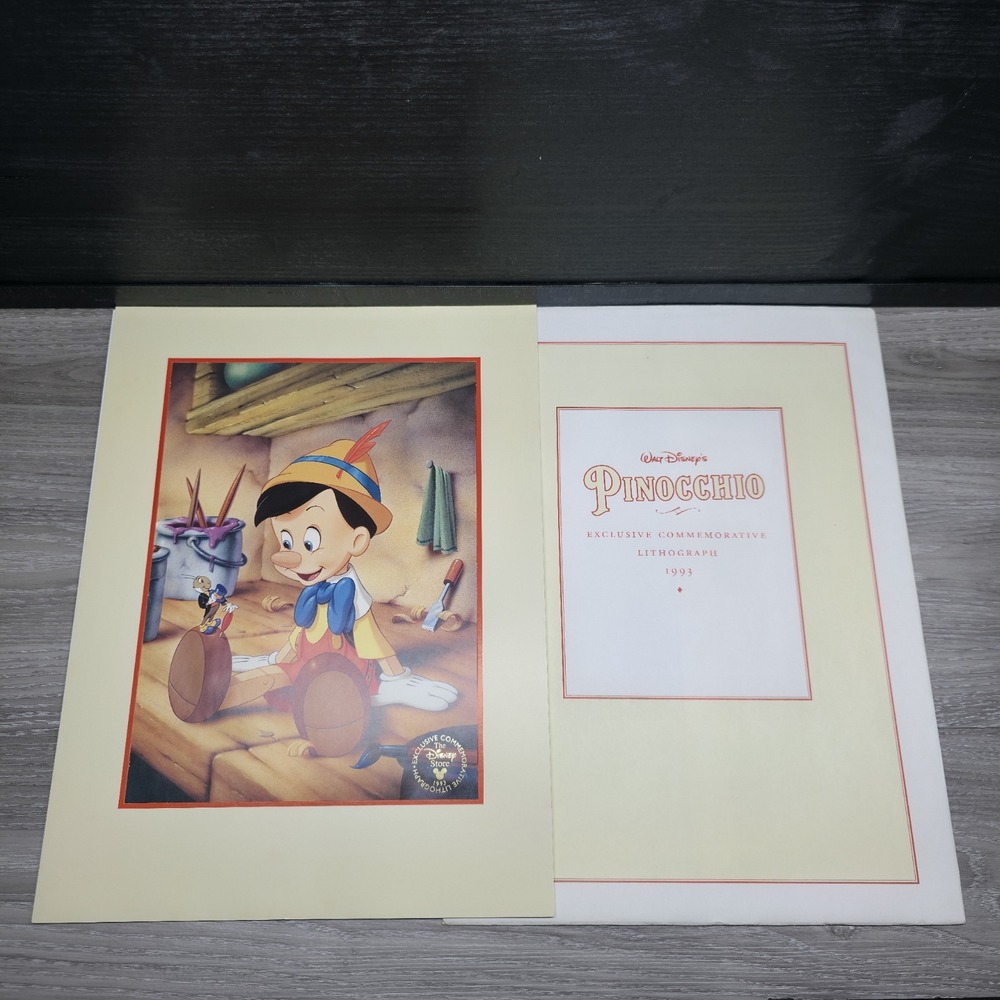 Walt Disney 1993 " Pinocchio " Exclusive Commemorative Lithograph – 8 1/2 " x 12